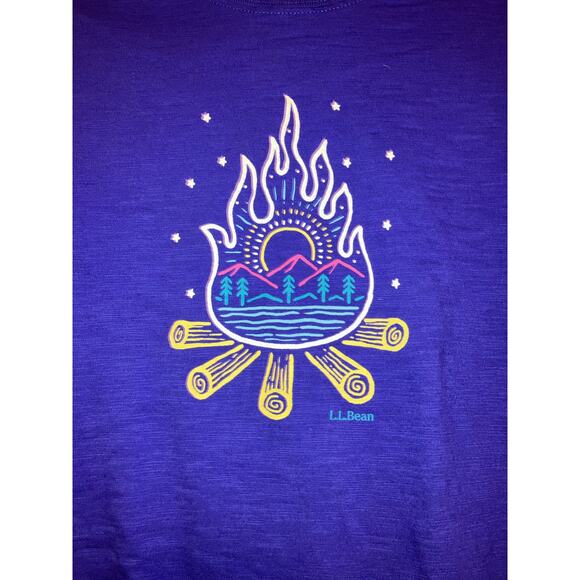 L.L. Bean Kids Blue Campfire Outdoor Graphic T-Shirt Size M (10-12) - Picture 2 of 4
